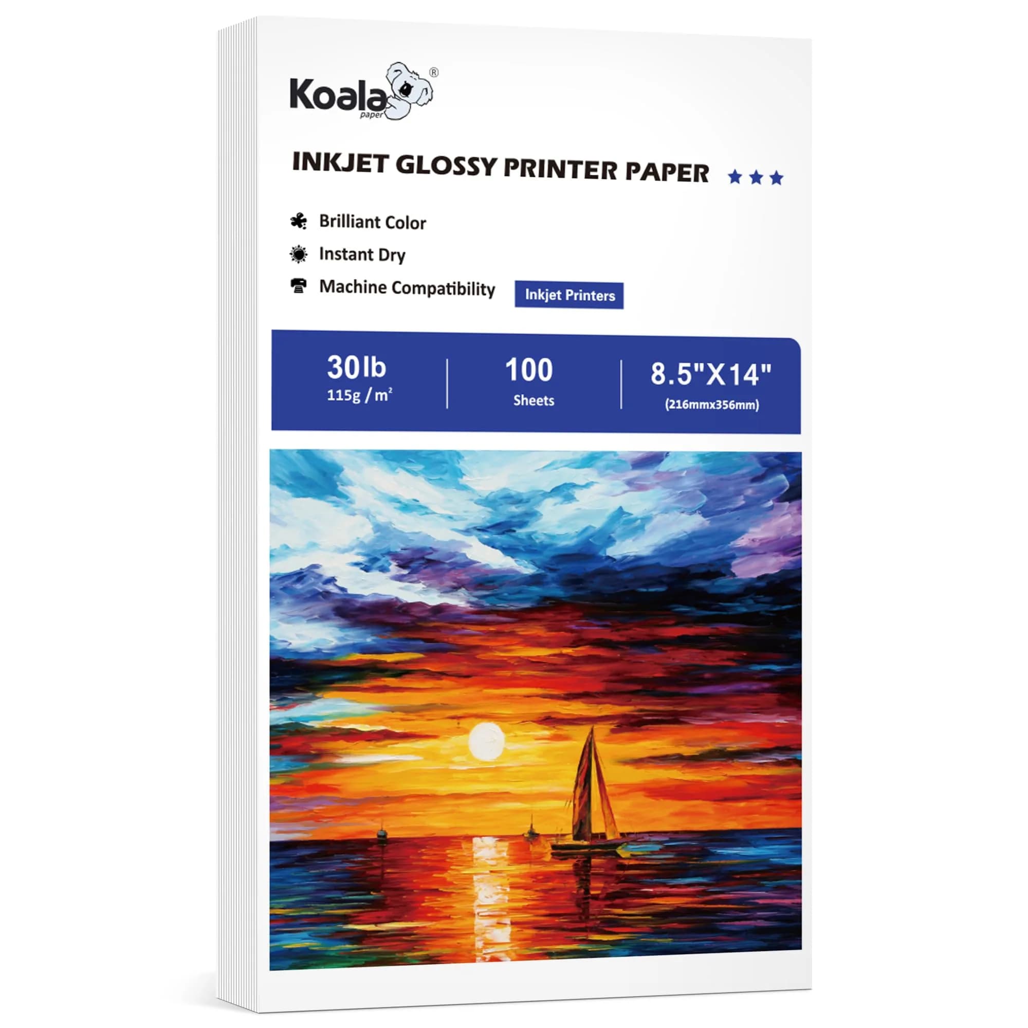 Koala Glossy Thin Inkjet Paper 8.5x14 Inches | Bright Colors & Professional Finish