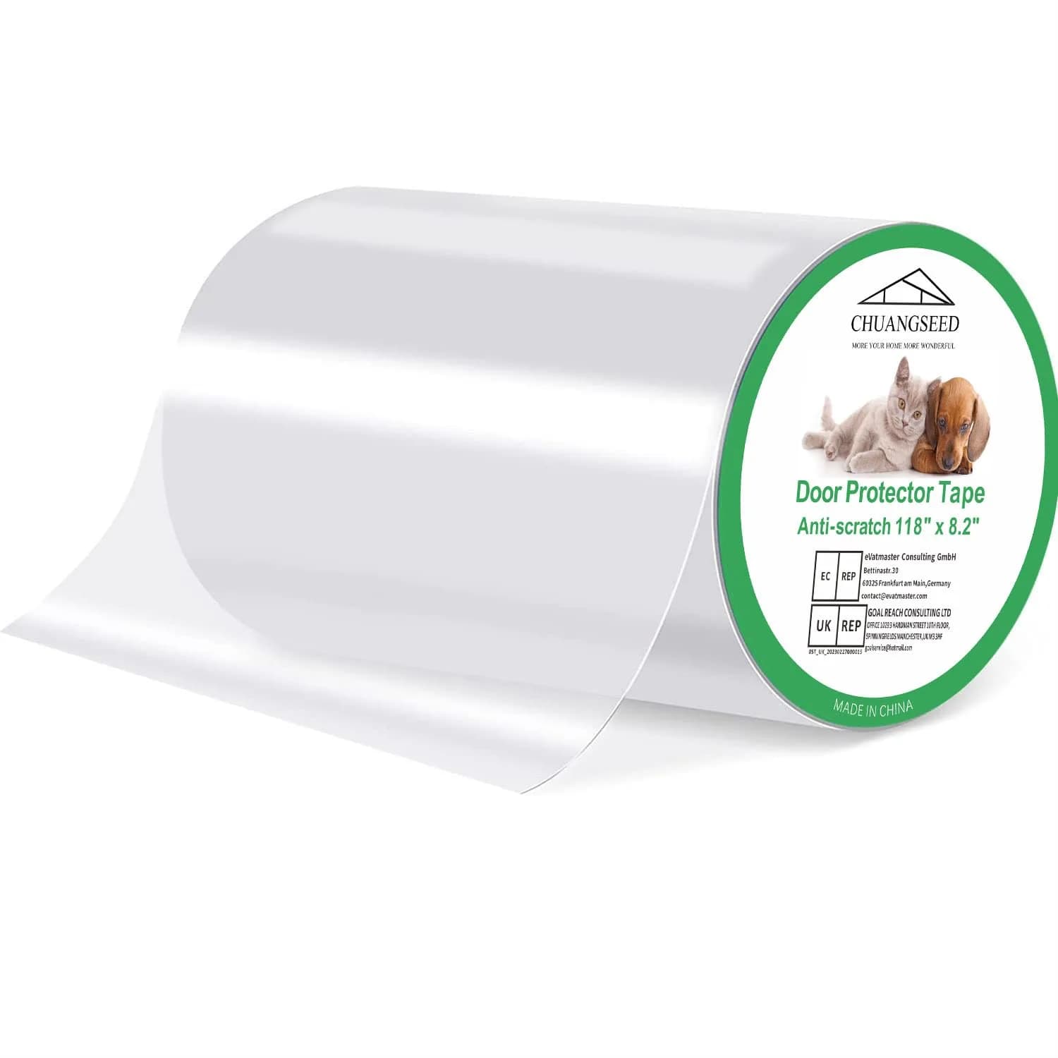 CHUANGSEED Clear Pet Door Protector 299.7 cm x 20.8 cm | Stops Pet Scratching on Doors & Frames - main product image