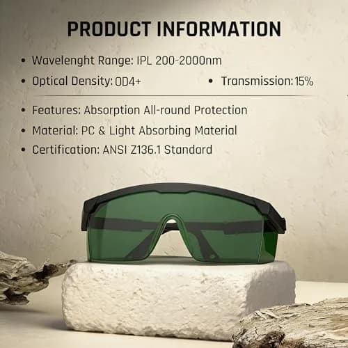 TOREGE Laser Safety Glasses, IPL 200nm-2000nm Eye Protection, 35% VLT, OD5+ | ANSI Z87.1 Certified thumbnail 2
