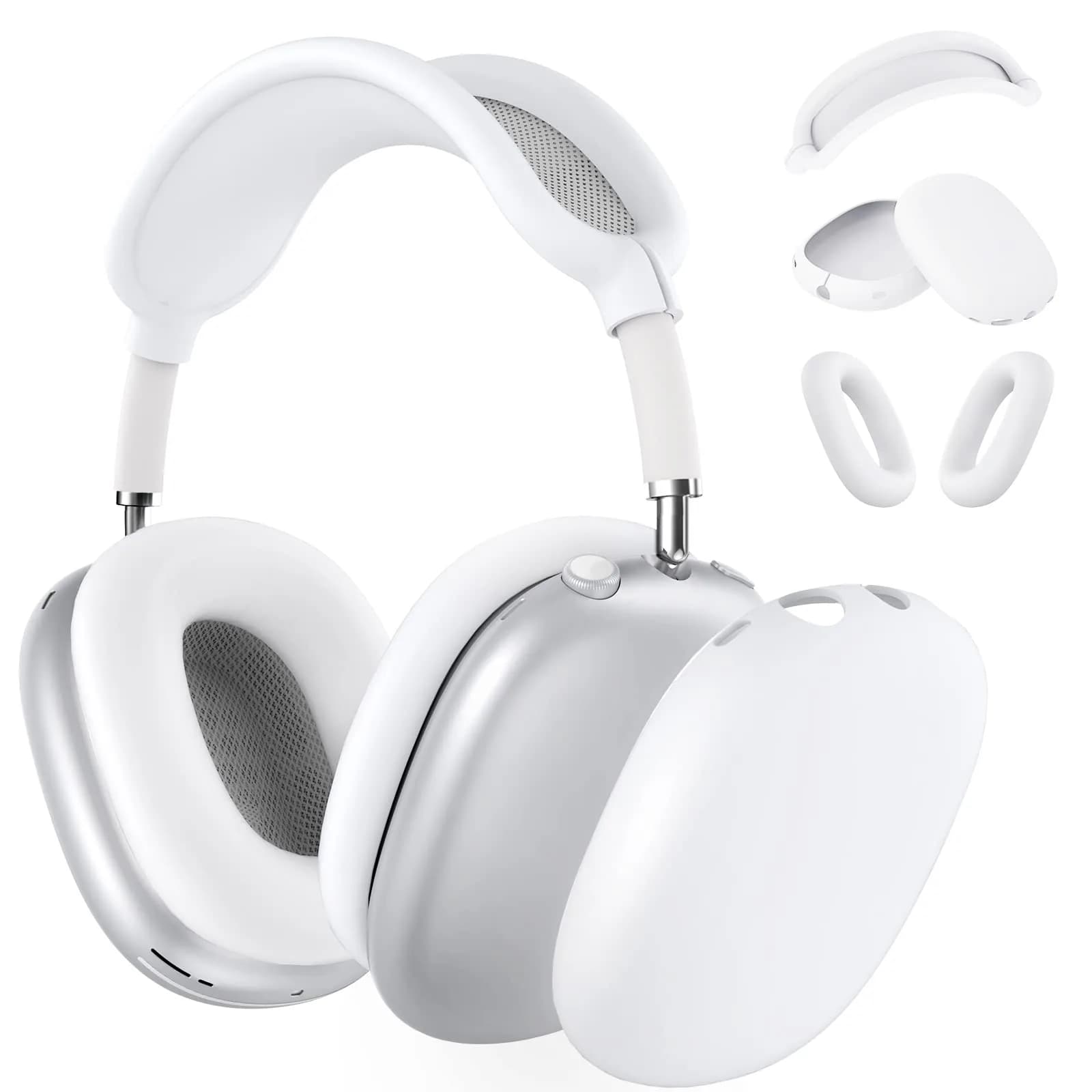 MINDRESY White Silicone Case Cover for AirPods Max 2 / AirPods Max Headphones | 360° Protection, Waterproof & Slim Fit — White-M