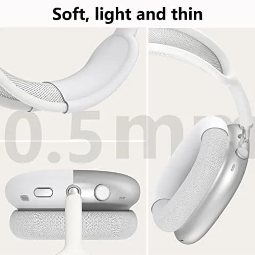 MINDRESY White Silicone Case Cover for AirPods Max 2 / AirPods Max Headphones | 360° Protection, Waterproof & Slim Fit thumbnail 5