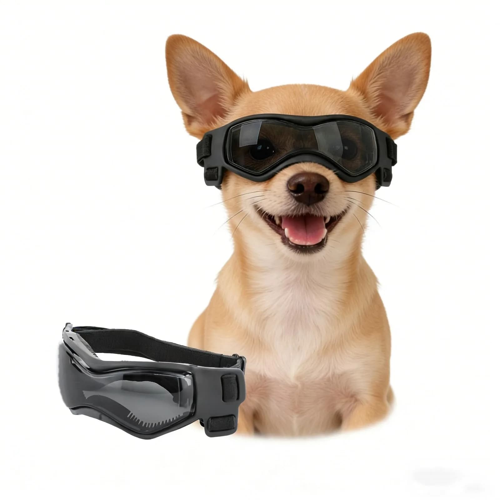 Enjoying Cool Black Dog Goggles for Small Breeds | UV Protection, Windproof & Adjustable - main product image