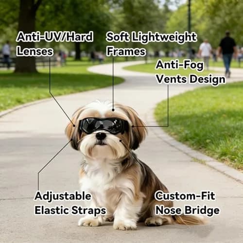 Enjoying Cool Black Dog Goggles for Small Breeds | UV Protection, Windproof & Adjustable thumbnail 3