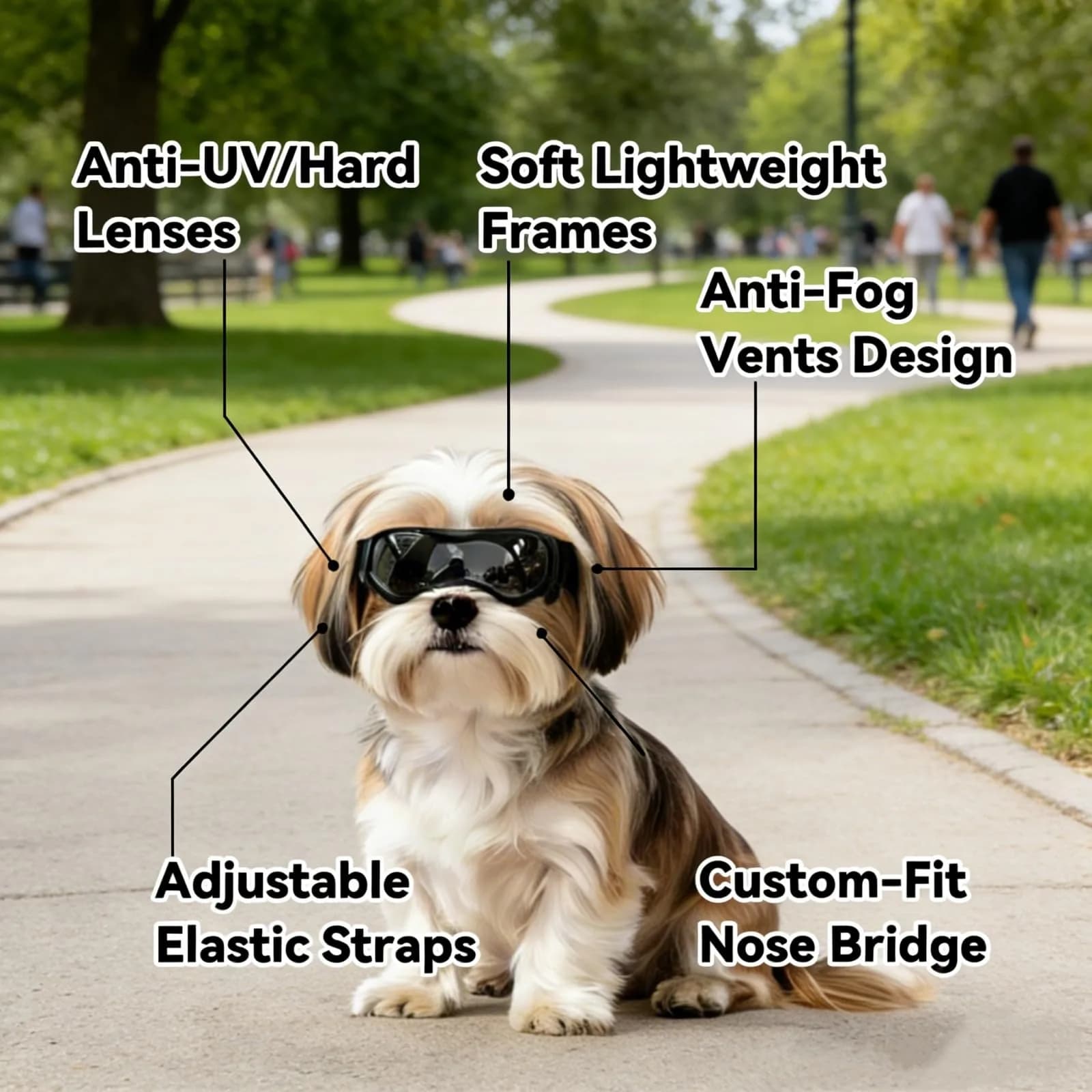 Enjoying Cool Black Dog Goggles for Small Breeds | UV Protection, Windproof & Adjustable - view 3