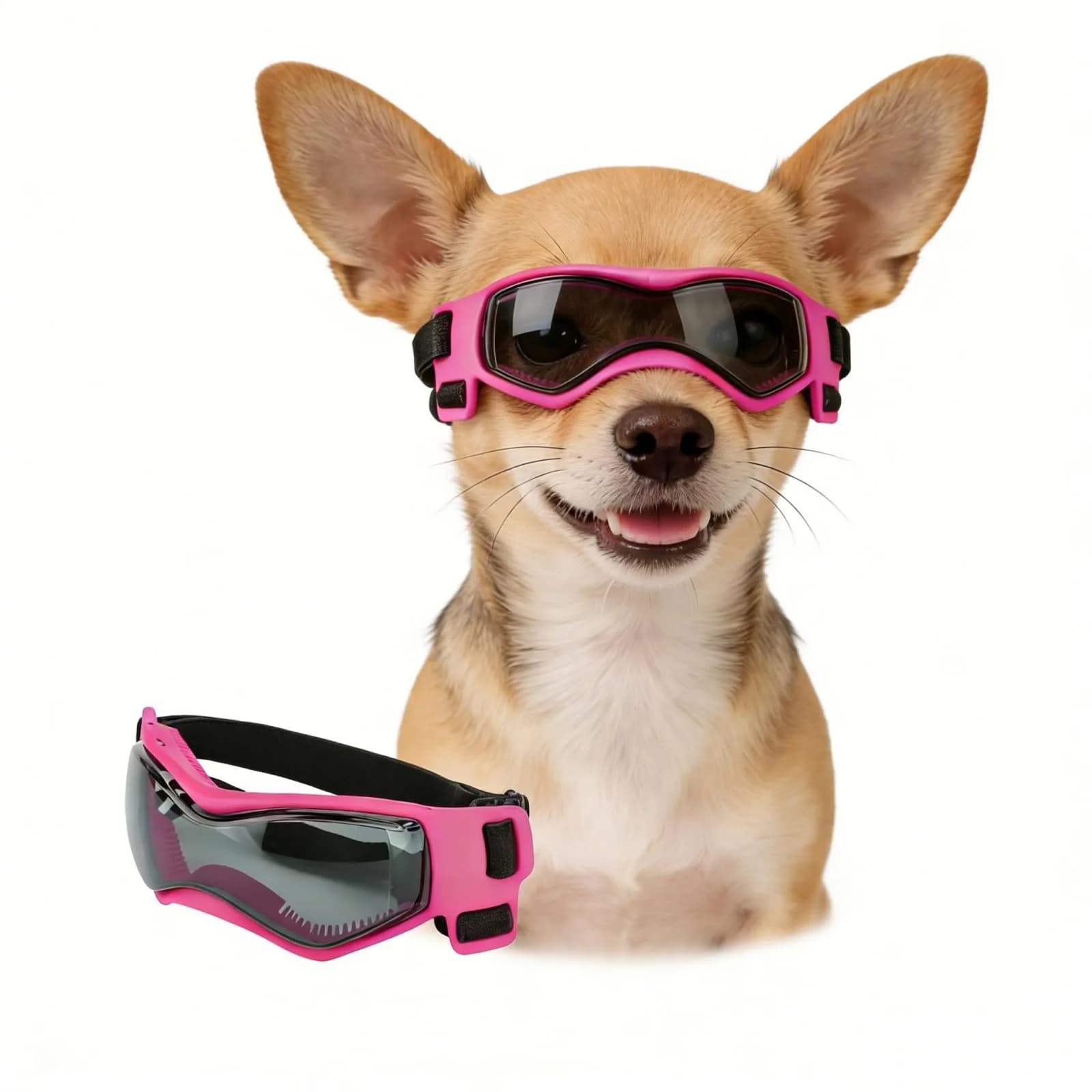 Enjoying Cool Pink Small Breed Dog Goggles - UV Protection, Windproof, Adjustable - main product image