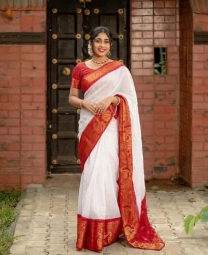 Flosive Women's Banarasi Silk Saree with Soft Silk Blouse Piece | 5.50 mtr (18 ft) Saree, 0.80 mtr Blouse thumbnail 6