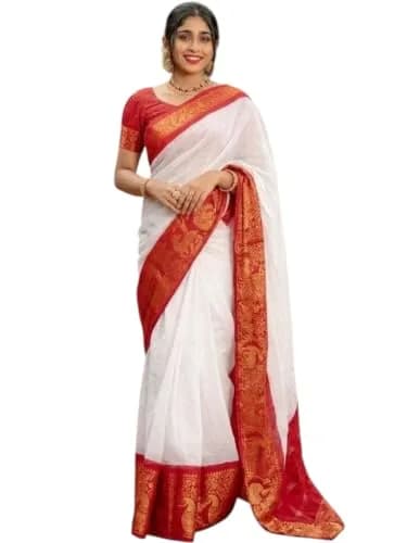 Flosive Women's Banarasi Silk Saree with Soft Silk Blouse Piece | 5.50 mtr (18 ft) Saree, 0.80 mtr Blouse thumbnail 1