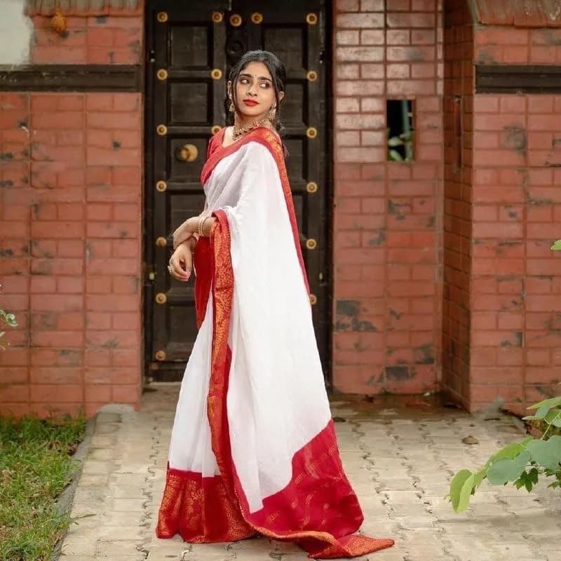Flosive Women's Banarasi Silk Saree with Soft Silk Blouse Piece | 5.50 mtr (18 ft) Saree, 0.80 mtr Blouse thumbnail 3