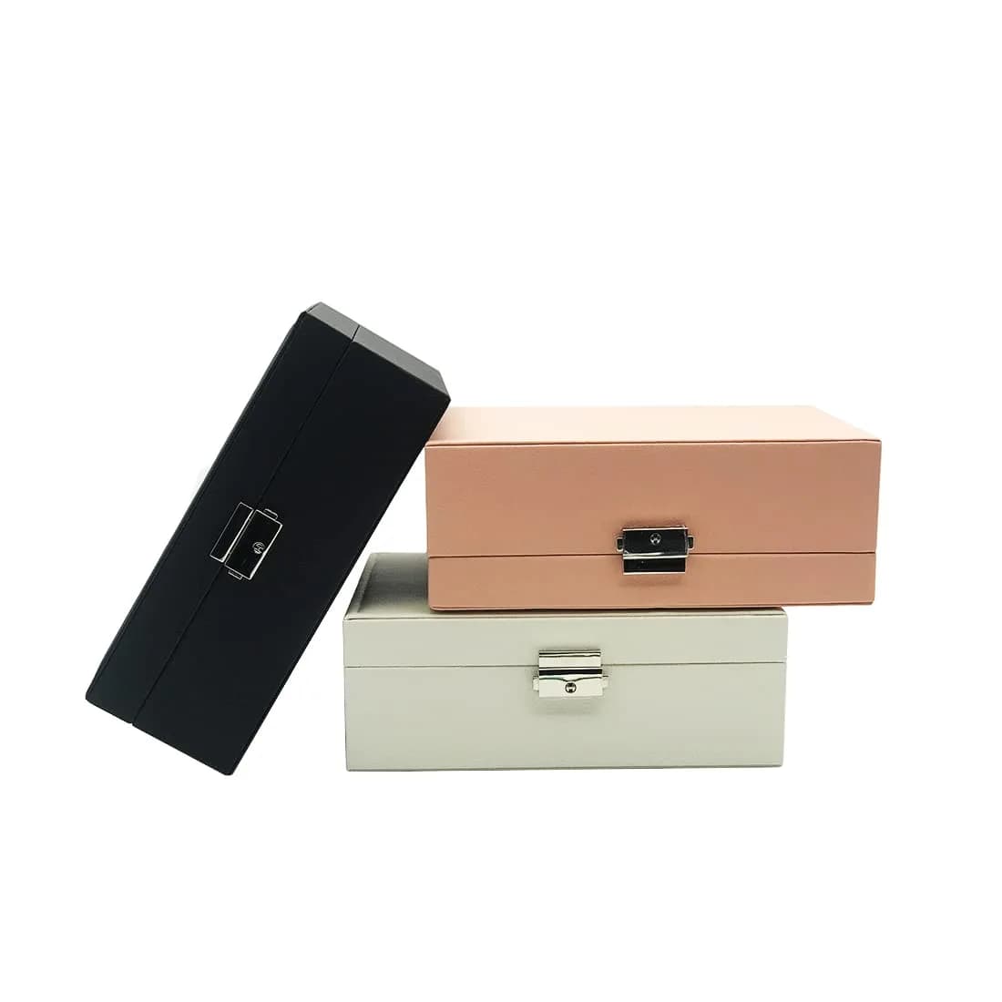 NOSCOMP Faux Leather Jewelry Organizer Box with Velvet Lining | Portable Case for Rings, Necklaces, Earrings, Bracelets (White, 23x17x9 cm) - view 7