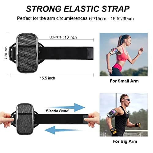 NITMTYOU Phone Holder for Running & Exercise | Universal Armband for iPhone 16 15 14 Plus 13 Pro Max 12 11 X Samsung up to 6.9'' thumbnail 5