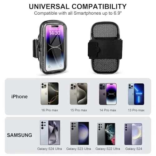 NITMTYOU Phone Holder for Running & Exercise | Universal Armband for iPhone 16 15 14 Plus 13 Pro Max 12 11 X Samsung up to 6.9'' thumbnail 3