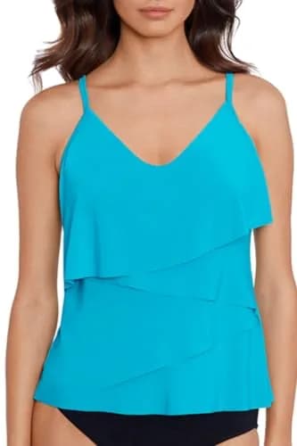 MagicSuit Chloe Tankini Soft Cup Bathing Suit Top Separate, Turquoise, 08 | Flattering Fit & Support thumbnail 1