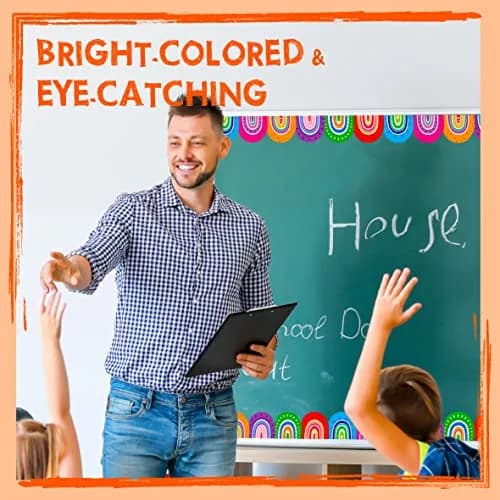 ERKE Rainbow Die-Cut Bulletin Board Borders 60 ft (18.29 m) | Vibrant Classroom Decoration thumbnail 4