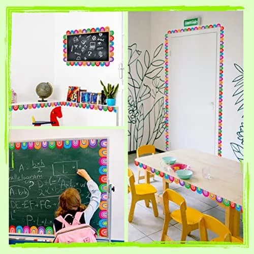 ERKE Rainbow Die-Cut Bulletin Board Borders 60 ft (18.29 m) | Vibrant Classroom Decoration thumbnail 5