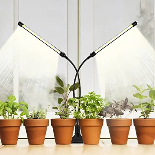 bseah Full Spectrum LED Grow Light for Indoor Plants, 2-Head 2-Pack with Timer & Dimmable, 10-Level Brightness, E27 Base thumbnail 4