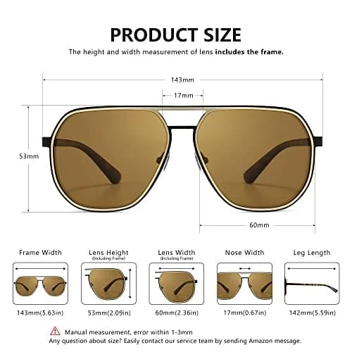SUNGAIT Polygon Aviator Sunglasses for Men Polarized UV Protection | Trendy Square Sun Glasses thumbnail 4