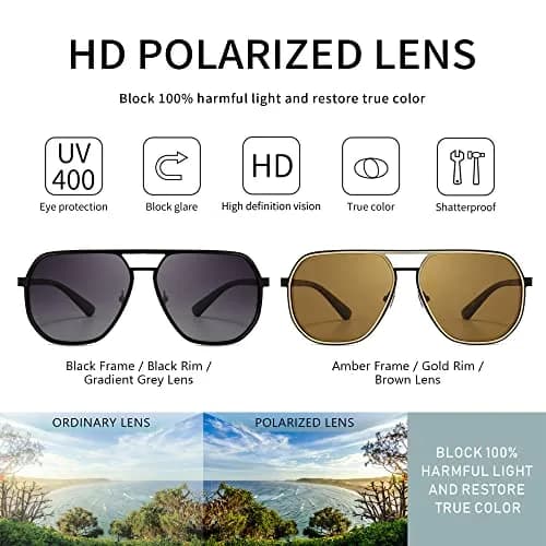 SUNGAIT Polygon Aviator Sunglasses for Men Polarized UV Protection | Trendy Square Sun Glasses thumbnail 2