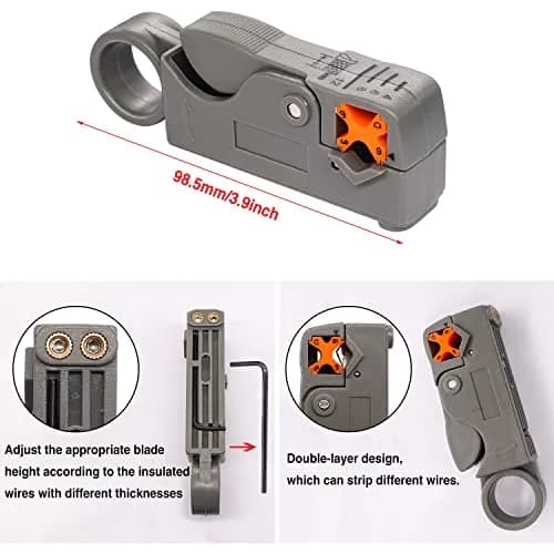 Taiss Coaxial Cable Tool Kit with BNC Crimp Tool & 10 Connectors | 0.715 kg (1.58 lb) Ratchet Crimper thumbnail 5
