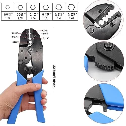 Taiss Coaxial Cable Tool Kit with BNC Crimp Tool & 10 Connectors | 0.715 kg (1.58 lb) Ratchet Crimper thumbnail 3