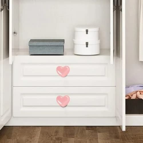 OctinPris Pink Heart Drawer Knobs 45mm (1.77") Ceramic | Set of 6 for Dressers & Cabinets thumbnail 4