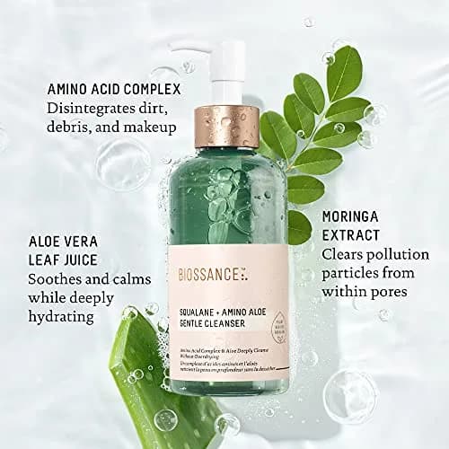 BIOSSANCE Squalane + Amino Aloe Gentle Face Wash 200ml | Hydrating Foaming Cleanser for Sensitive & Oily Skin thumbnail 3
