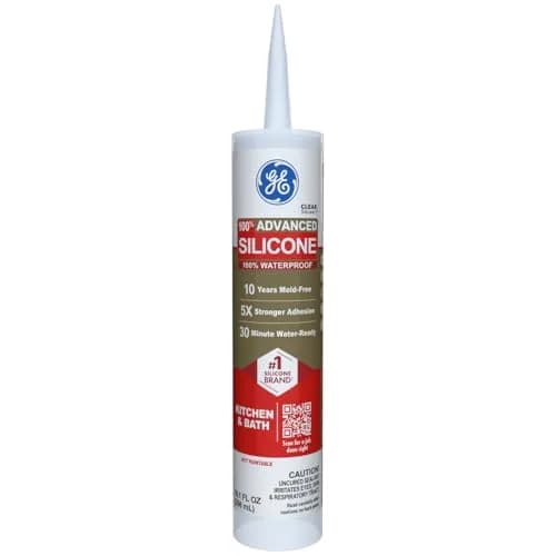 GE Advanced Silicone Caulk for Kitchen & Bathroom, Clear 295ml (10 fl oz) | 100% Waterproof Sealant thumbnail 1