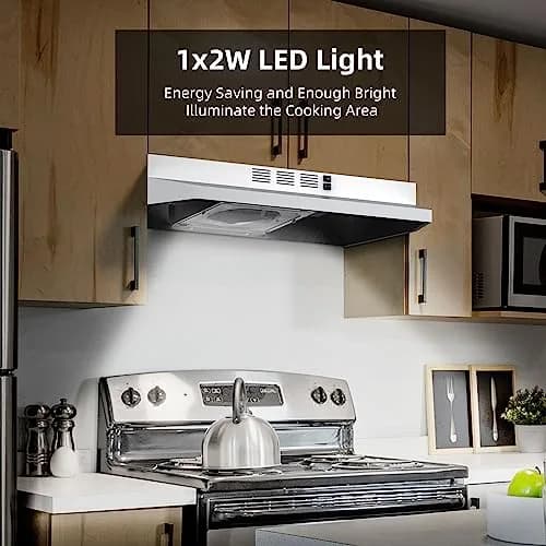 FIREGAS 30 inch Under Cabinet Range Hood | 300 CFM, 2-Speed Exhaust Fan, White thumbnail 4