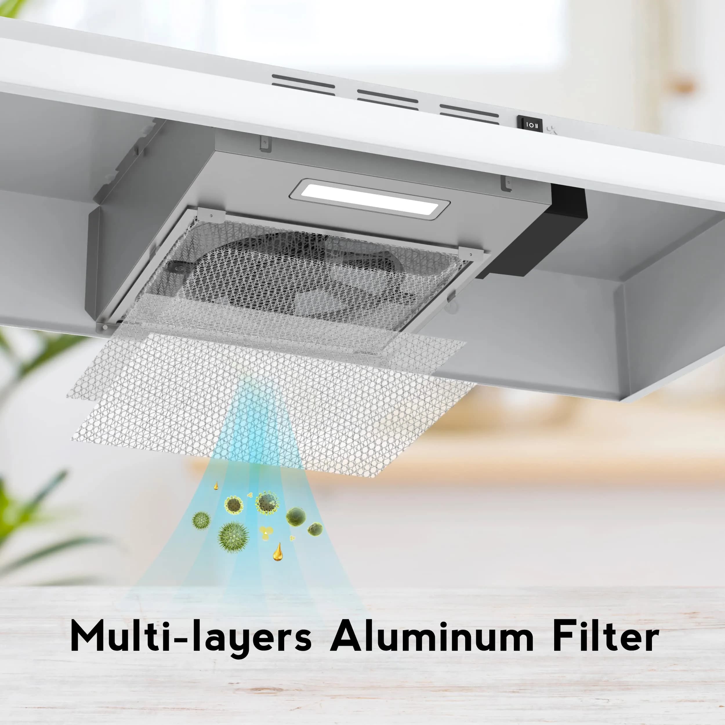 FIREGAS 30 inch Under Cabinet Range Hood | 300 CFM, 2-Speed Exhaust Fan, White - view 5