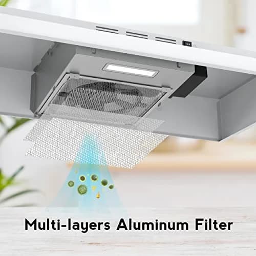 FIREGAS 30 inch Under Cabinet Range Hood | 300 CFM, 2-Speed Exhaust Fan, White thumbnail 5