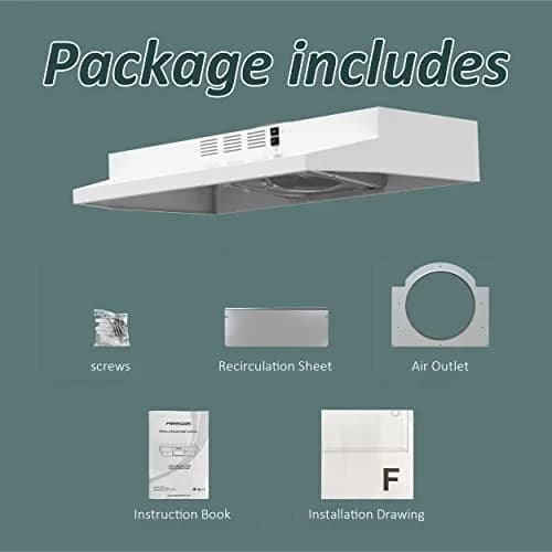 FIREGAS 30 inch Under Cabinet Range Hood | 300 CFM, 2-Speed Exhaust Fan, White thumbnail 9