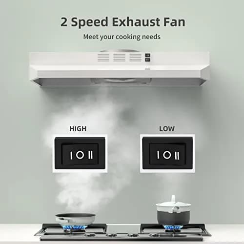 FIREGAS 30 inch Under Cabinet Range Hood | 300 CFM, 2-Speed Exhaust Fan, White thumbnail 3