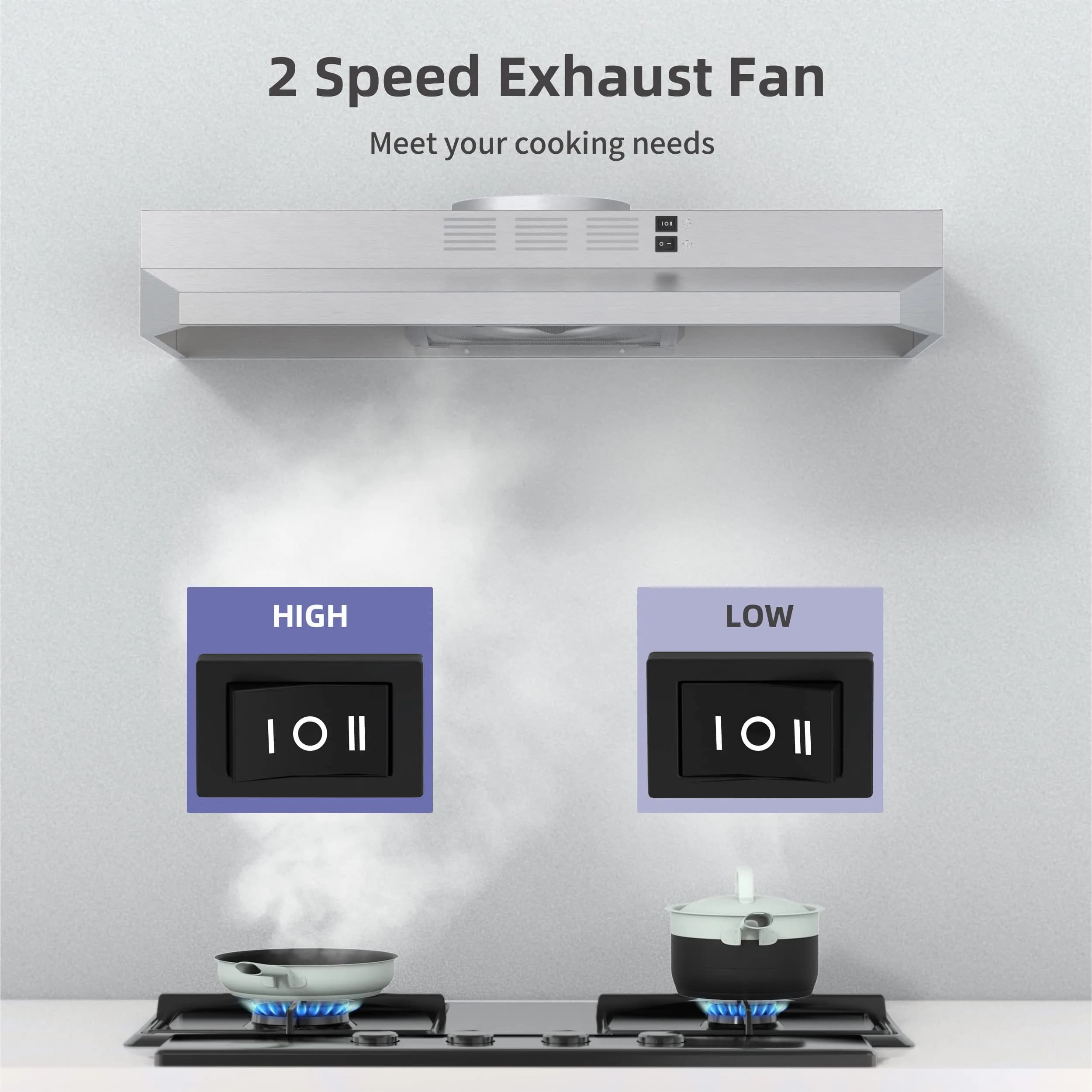 FIREGAS 76.2cm (30 Inch) Stainless Steel Under Cabinet Range Hood | 300 CFM Ducted/Ductless Convertible - view 3