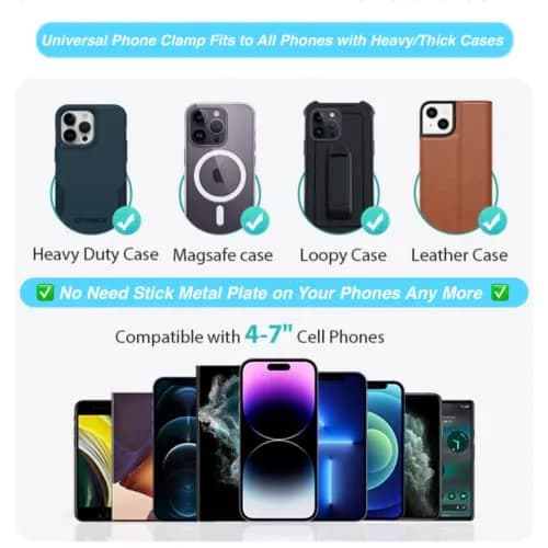 ARMOLABX Heavy Duty Magnetic Phone Holder Mount for Gym & All Metal Surfaces | Fits Big Phones & Thick Cases (Black) thumbnail 4