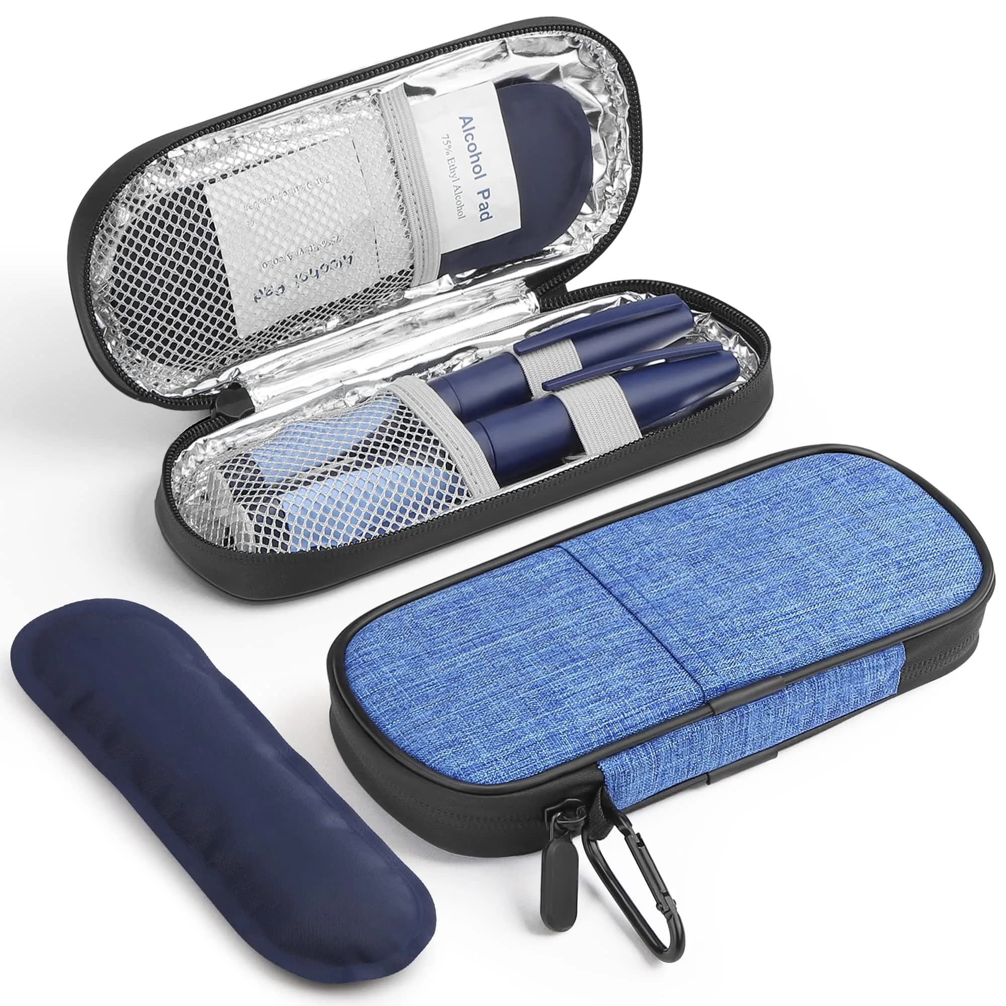 Gelozid Insulin Cooler Travel Case Red Flower | Compact, Insulated Diabetic Organizer (70-120c) — Blue