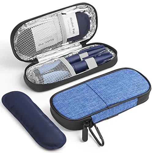Gelozid Insulin Cooler Travel Case Blue | Compact, Insulated with 2 Reusable Ice Packs for Diabetic Supplies thumbnail 1