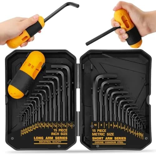 ELEAD 31-Piece Hex Key Set with Torque Handle, 0.7mm-10mm & 0.028"-3/8" | Heat-Treated Alloy Steel thumbnail 1