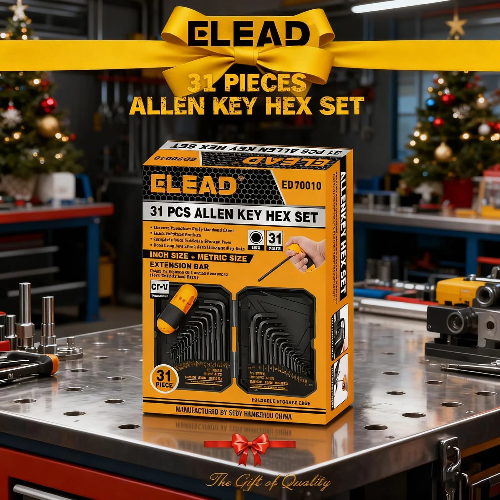 ELEAD 31-Piece Hex Key Set with Torque Handle, 0.7mm-10mm & 0.028"-3/8" | Heat-Treated Alloy Steel - view 9