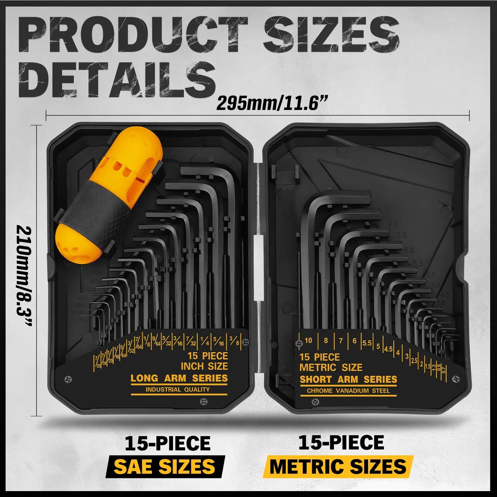 ELEAD 31-Piece Hex Key Set with Torque Handle, 0.7mm-10mm & 0.028"-3/8" | Heat-Treated Alloy Steel - view 2