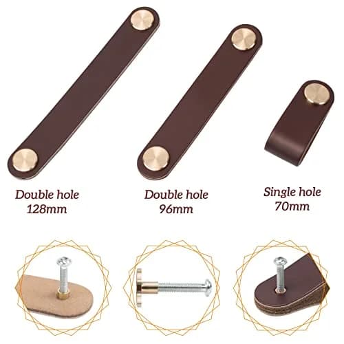 LEREATI 4 Pack Faux Leather Drawer Pulls Green Cabinet Handles 3.7 inch (96mm) Hole Center | Rustic Modern Cabinet Door Handles thumbnail 3