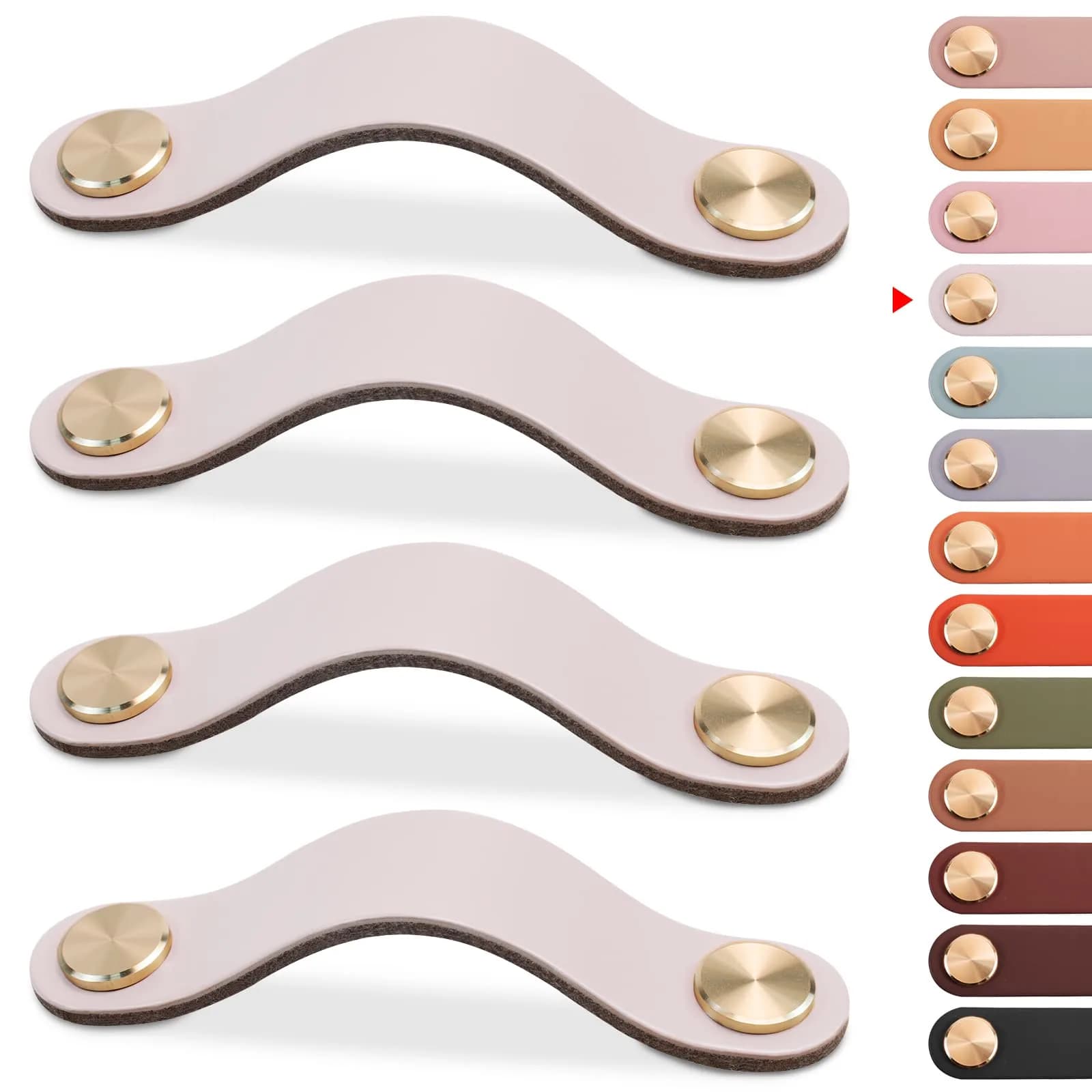 LEREATI 4 Pack Faux Leather Drawer Pulls Cream Cabinet Handles 3.7 inch (96mm) Hole Center | Modern Rustic Hardware for Dressers and Cupboards — Cream