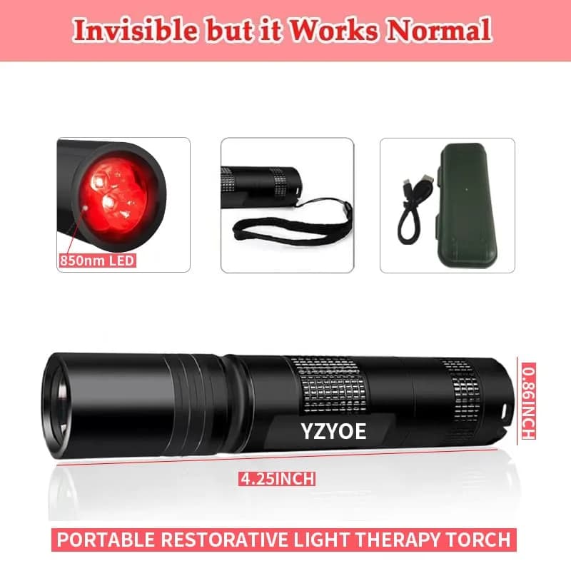YZYOE Infrared Light Therapy Wand 630nm 660nm 850nm | Targeted Pain Relief & Skin Health - view 2
