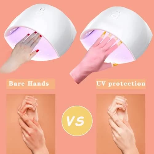 COOSLIM Pink Half-Finger UV Protection Gloves for Gel Nail Lamp | UPF 50+ for Manicures thumbnail 4