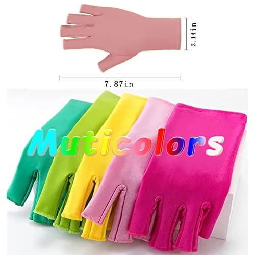 COOSLIM Pink Half-Finger UV Protection Gloves for Gel Nail Lamp | UPF 50+ for Manicures thumbnail 5