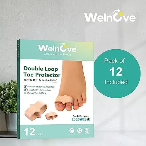 Welnove Bunion Corrector Pack of 12 | Toe Separators for Overlap & Bunions, Soft Gel, Reusable, Suitable for Men & Women thumbnail 6