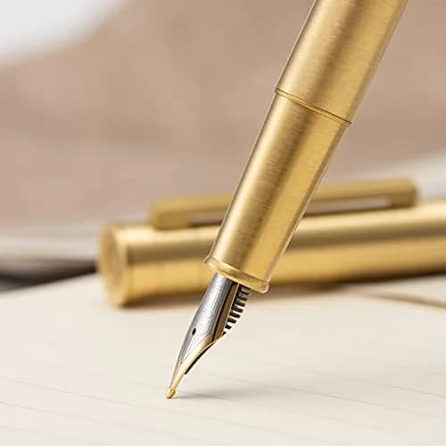 Asvine 1861 Brass Fountain Pen with Long Blade Nib, Classic Design, Smooth Writing, Converter & Metal Case Set | 0.7-0.9 mm thumbnail 7