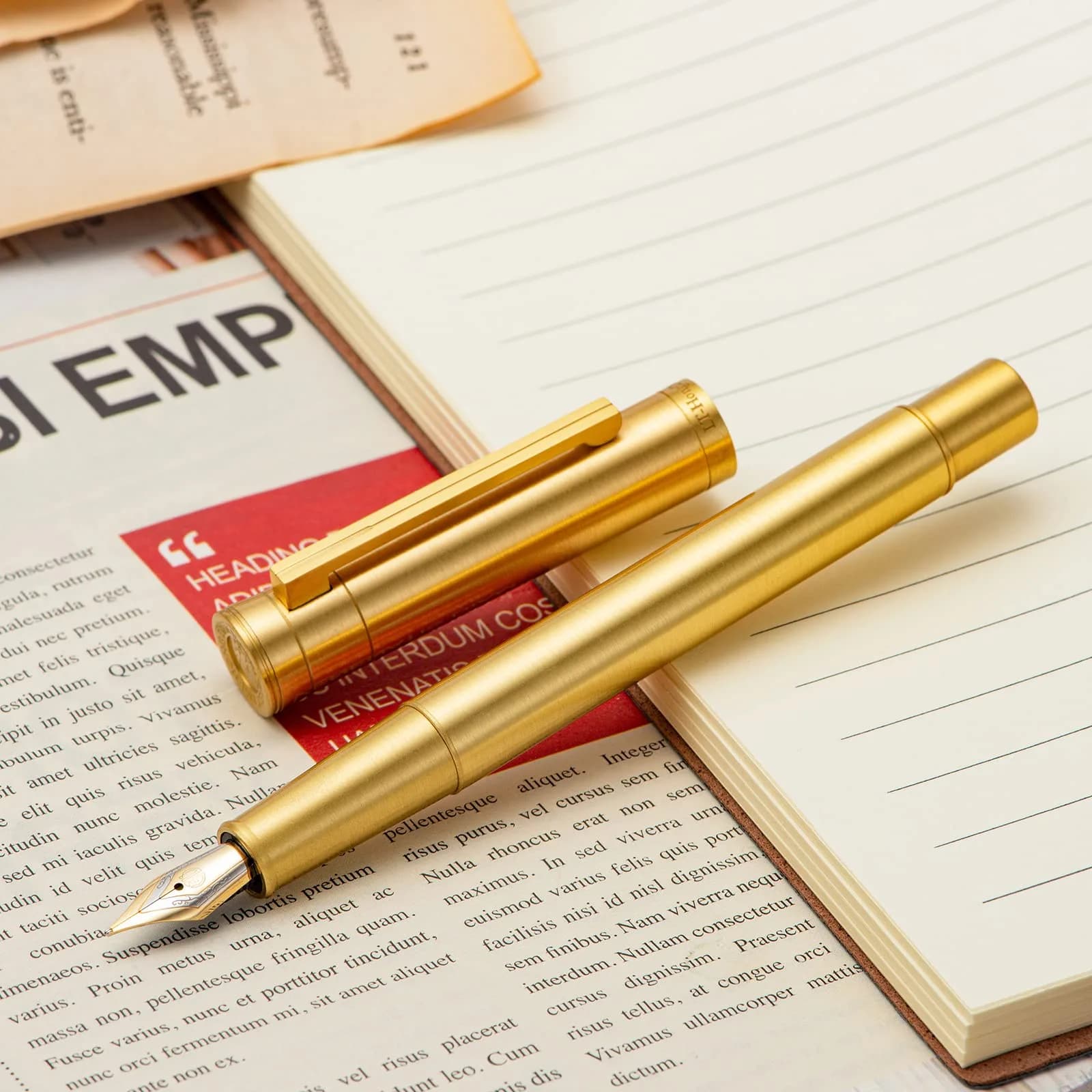 Asvine 1861 Brass Fountain Pen with Long Blade Nib, Classic Design, Smooth Writing, Converter & Metal Case Set | 0.7-0.9 mm - view 8