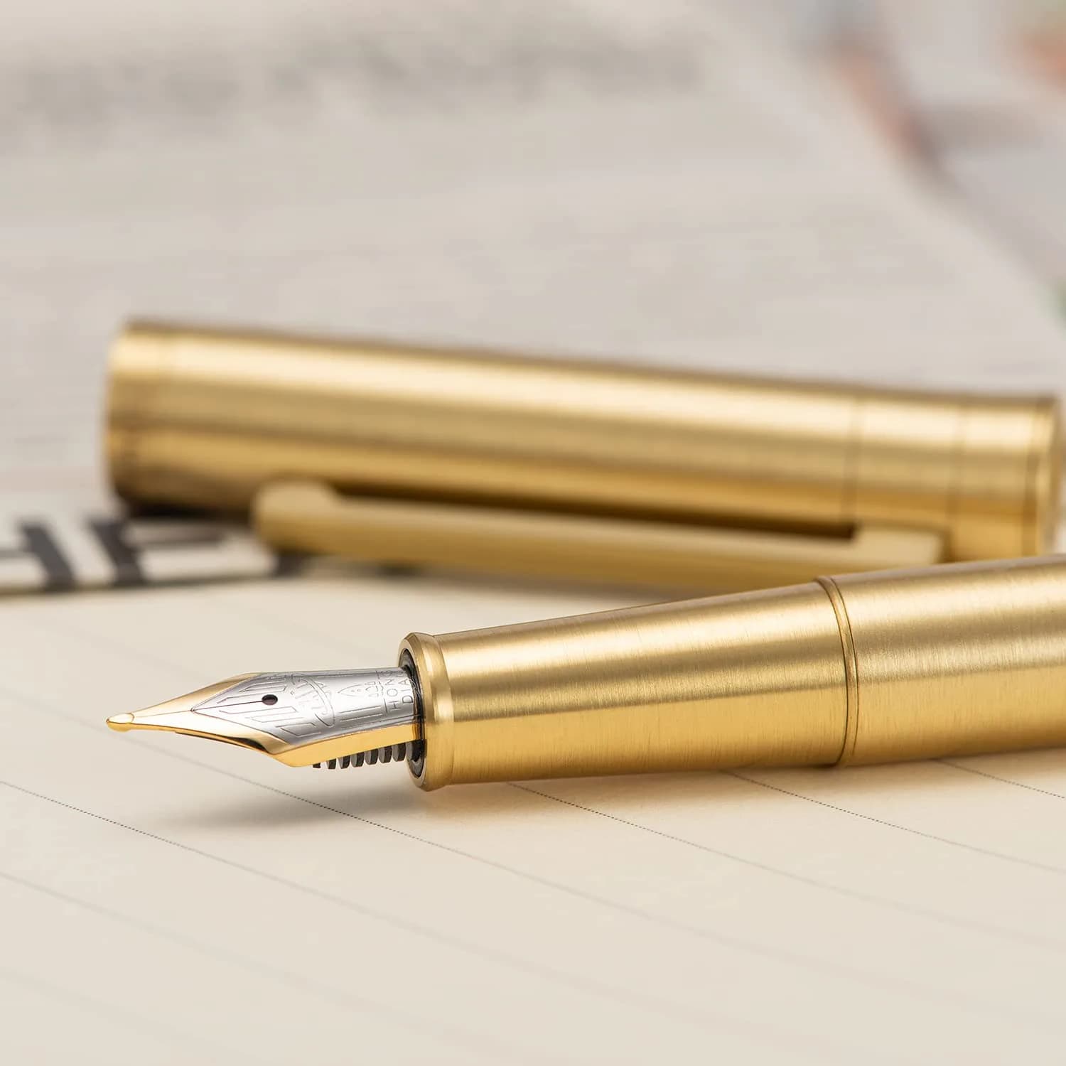 Asvine 1861 Brass Fountain Pen with Long Blade Nib, Classic Design, Smooth Writing, Converter & Metal Case Set | 0.7-0.9 mm - view 9