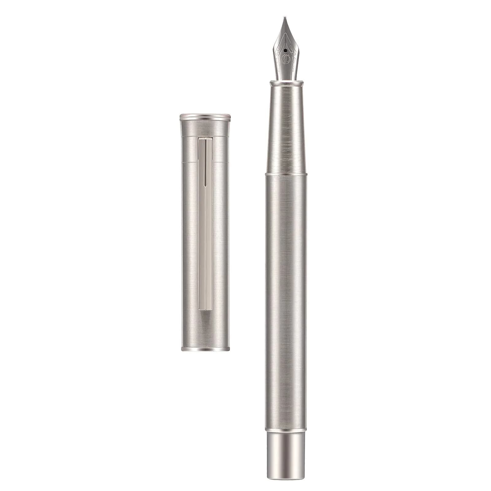 Asvine 1861 Stainless Steel Fountain Pen with Long Blade Nib & Metal Case | Smooth Writing for Professionals - main product image