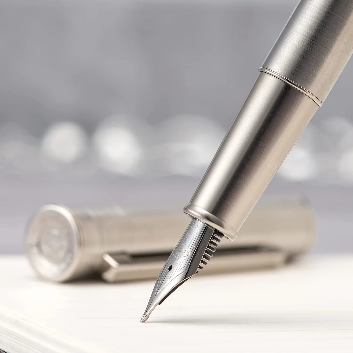 Asvine 1861 Stainless Steel Fountain Pen with Long Blade Nib & Metal Case | Smooth Writing for Professionals - view 5