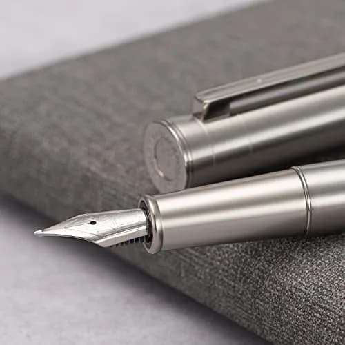 Asvine 1861 Stainless Steel Fountain Pen with Long Blade Nib & Metal Case | Smooth Writing for Professionals thumbnail 6